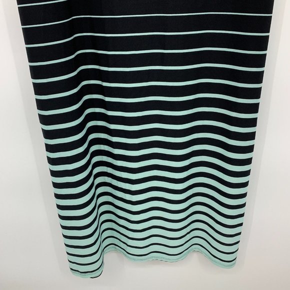 Roz & Ali Maxi Dress Stripe Blue Black Jersey Stretch Sleeveless - Picture 5 of 10